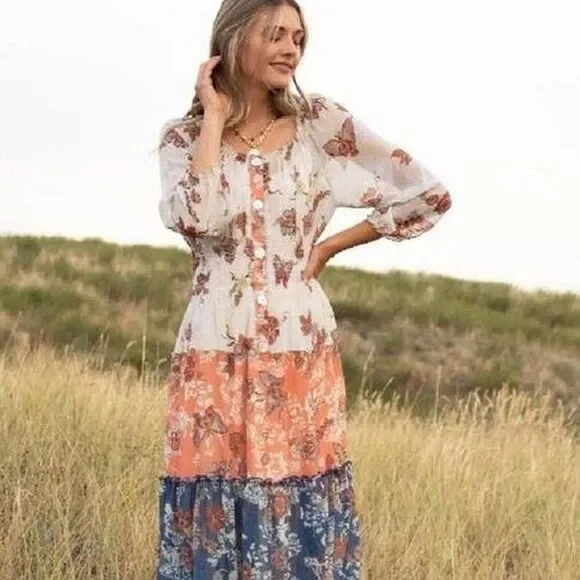 Anthropologie NEW Figeuroa & Flower Olive Hill bohemian dress | NWT | Size L - Picture 8 of 8